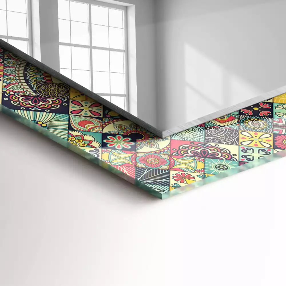 Obdélníkové dekorační zrcadlo Barevné patchworkové vzory