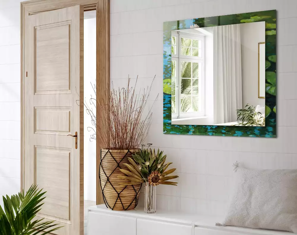 Obdélníkové dekorační zrcadlo Jezírko s lekníny