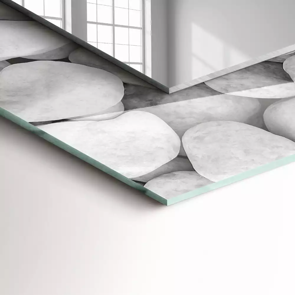 Obdélníkové dekorační zrcadlo Bílé hladké kameny