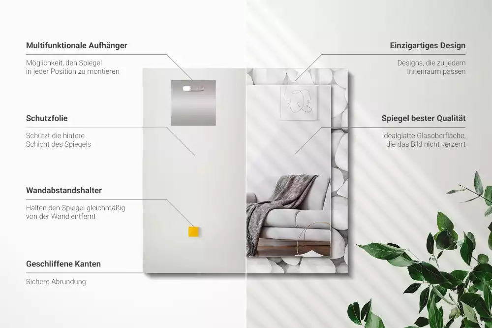 Obdélníkové dekorační zrcadlo Bílé hladké kameny