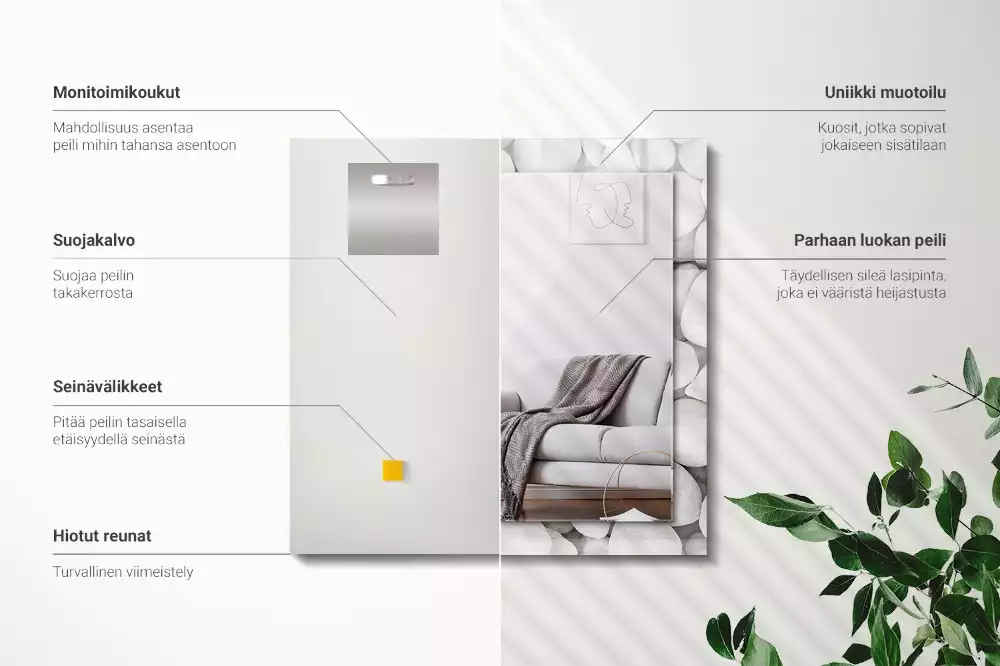 Obdélníkové dekorační zrcadlo Bílé hladké kameny