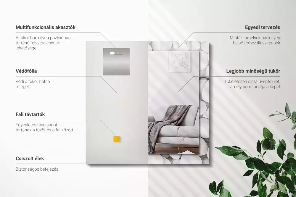 Obdélníkové dekorační zrcadlo Bílé hladké kameny