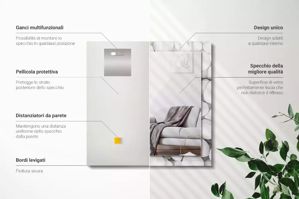 Obdélníkové dekorační zrcadlo Bílé hladké kameny