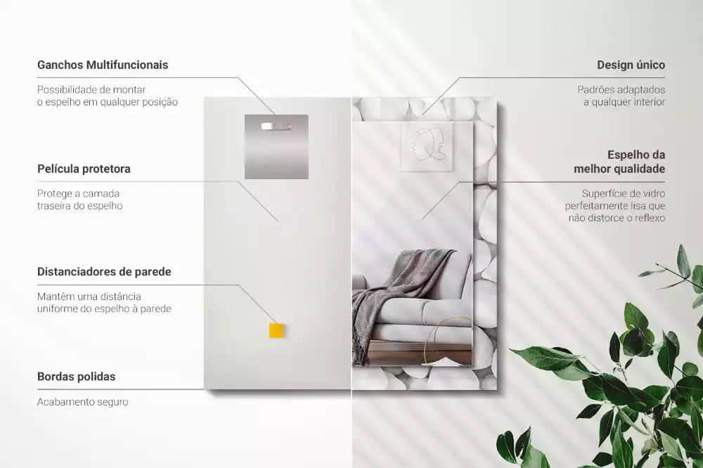 Obdélníkové dekorační zrcadlo Bílé hladké kameny