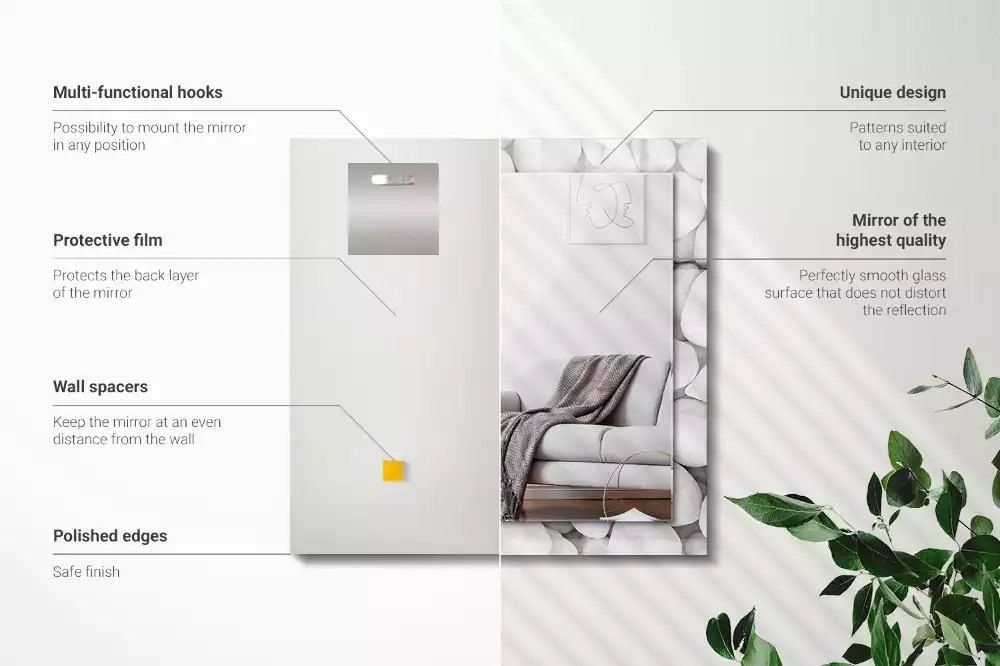 Obdélníkové dekorační zrcadlo Bílé hladké kameny