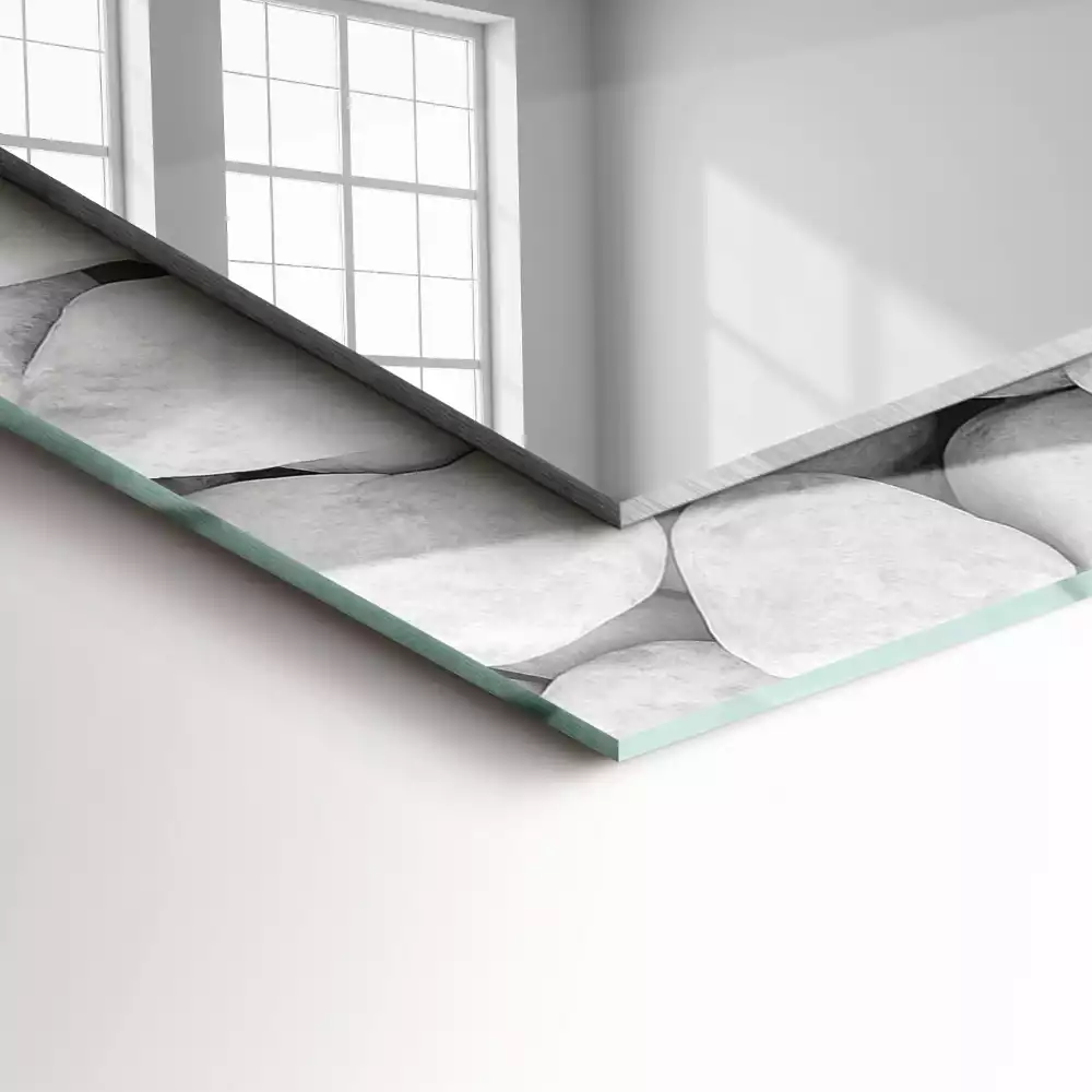 Obdélníkové dekorační zrcadlo Bílé hladké kameny