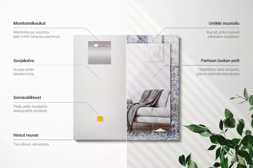 Obdélníkové dekorační zrcadlo Květinový vzor látky