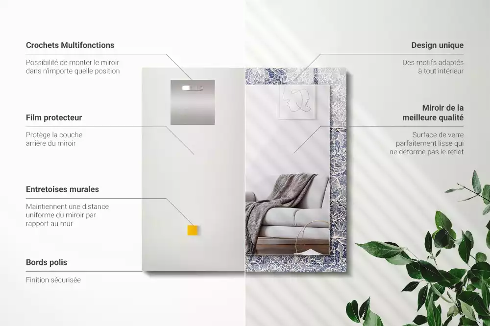 Obdélníkové dekorační zrcadlo Květinový vzor látky