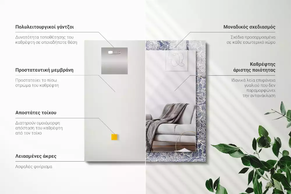 Obdélníkové dekorační zrcadlo Květinový vzor látky