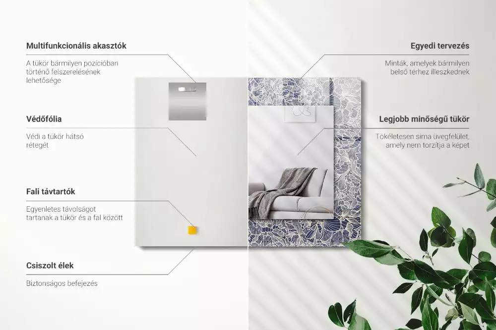 Obdélníkové dekorační zrcadlo Květinový vzor látky