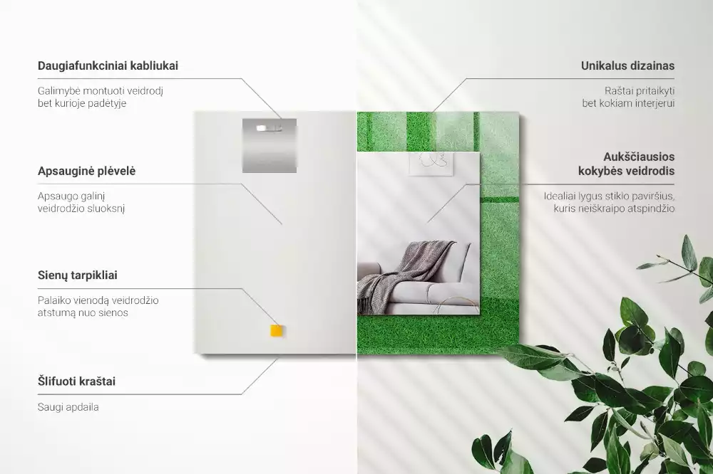 Obdélníkové dekorační zrcadlo Zelená tráva