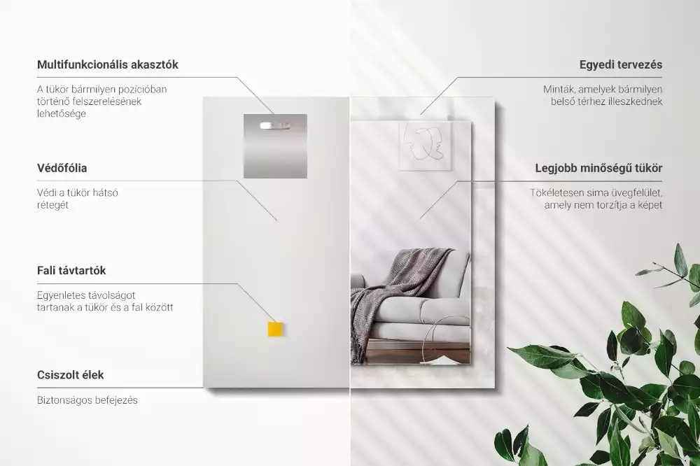 Obdélníkové dekorační zrcadlo Šedý vzor textury