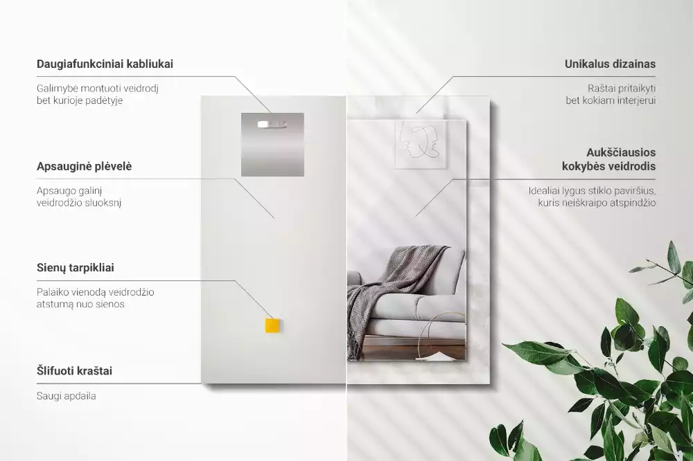 Obdélníkové dekorační zrcadlo Šedý vzor textury