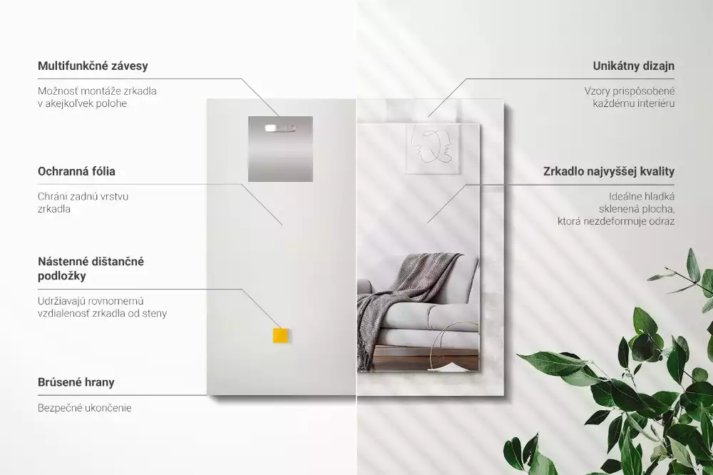 Obdélníkové dekorační zrcadlo Šedý vzor textury