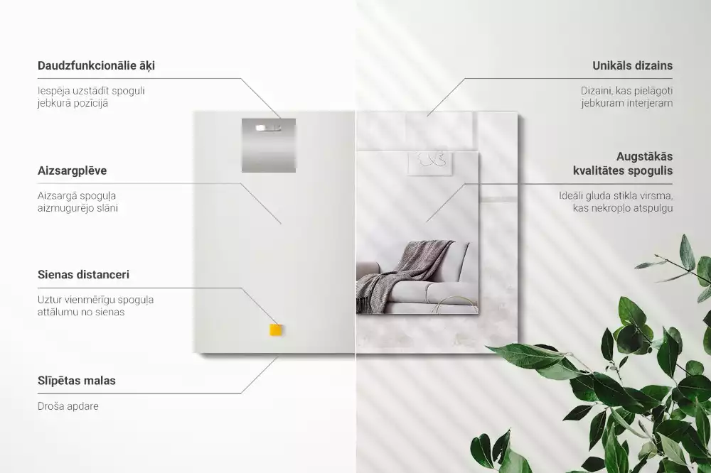 Obdélníkové dekorační zrcadlo Šedý vzor textury