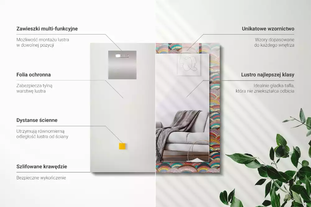 Obdélníkové dekorační zrcadlo Barevné luky a vlny