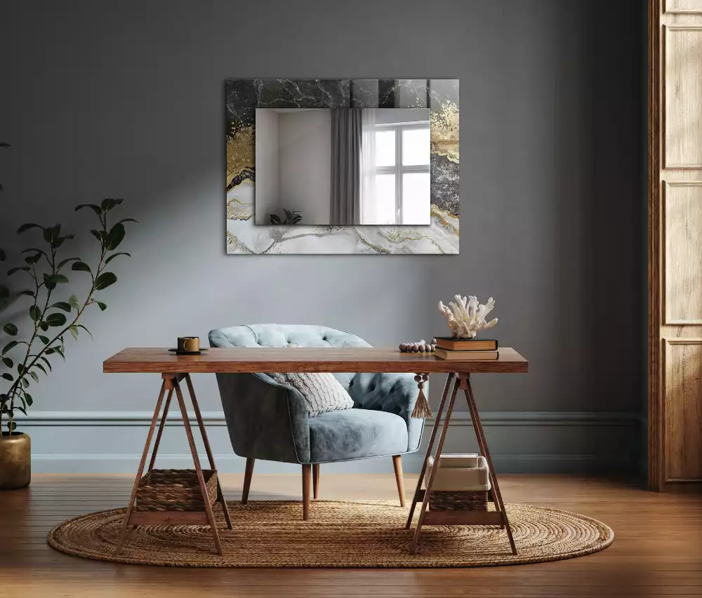 Obdélníkové dekorační zrcadlo Abstrakce mramorových žil