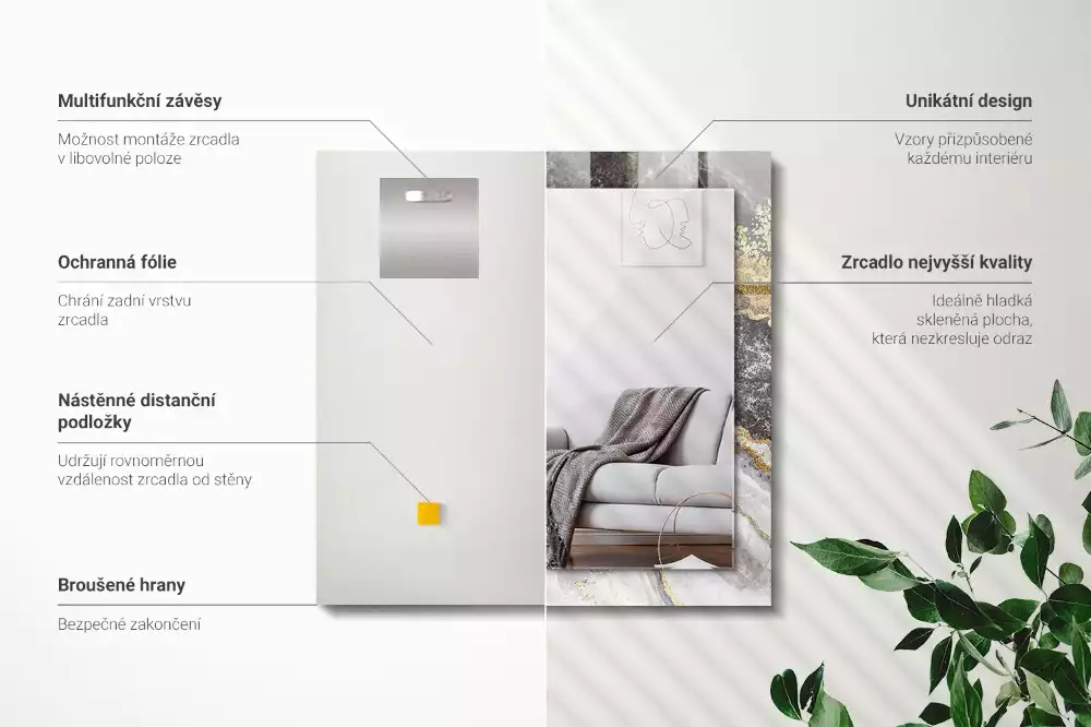 Obdélníkové dekorační zrcadlo Abstrakce mramorových žil