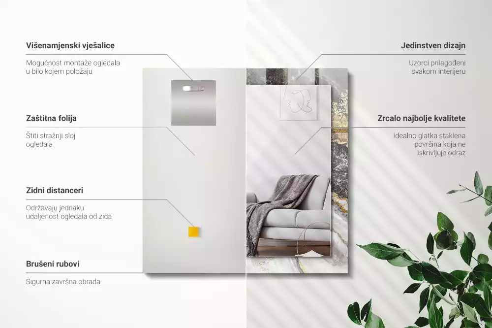 Obdélníkové dekorační zrcadlo Abstrakce mramorových žil