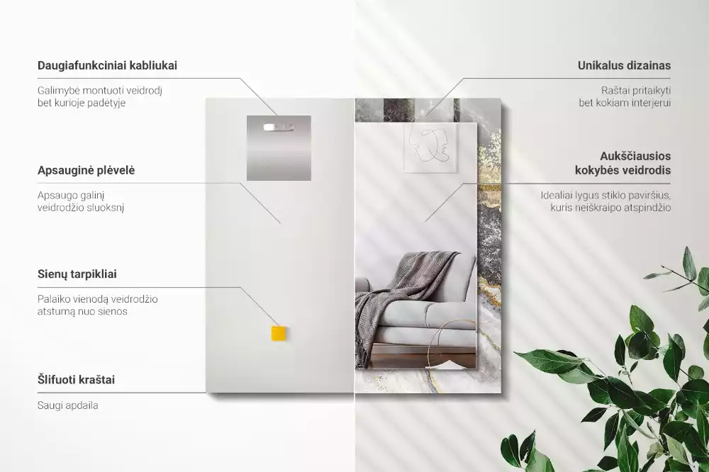 Obdélníkové dekorační zrcadlo Abstrakce mramorových žil