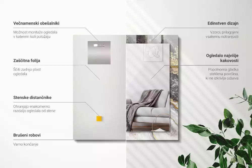 Obdélníkové dekorační zrcadlo Abstrakce mramorových žil