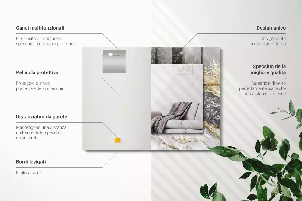 Obdélníkové dekorační zrcadlo Abstrakce mramorových žil
