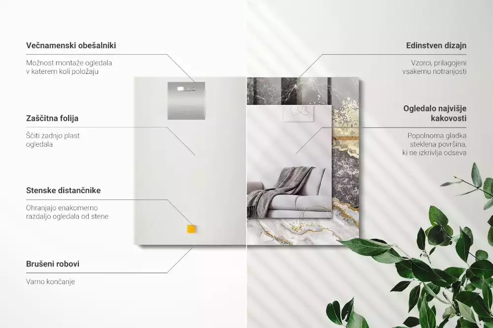 Obdélníkové dekorační zrcadlo Abstrakce mramorových žil