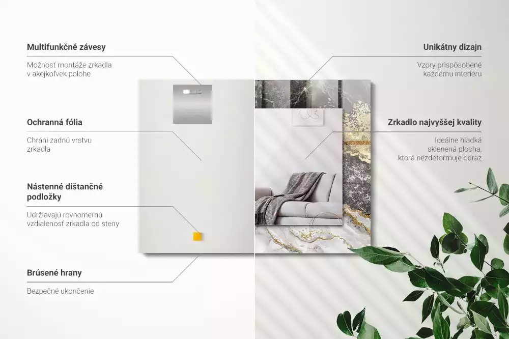 Obdélníkové dekorační zrcadlo Abstrakce mramorových žil