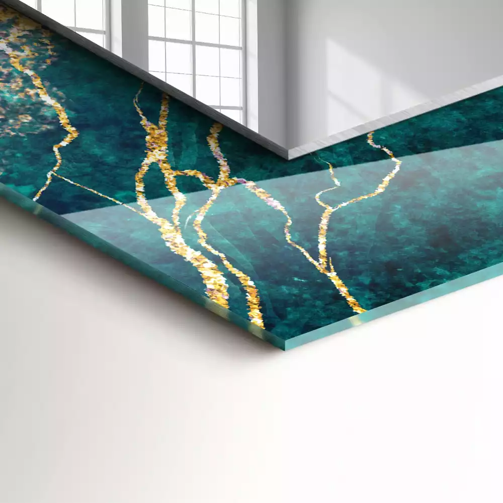 Obdélníkové dekorační zrcadlo Zelený mramor