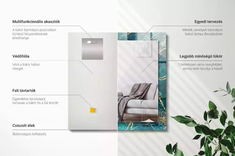 Obdélníkové dekorační zrcadlo Zelený mramor