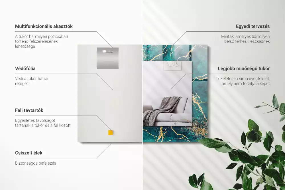 Obdélníkové dekorační zrcadlo Zelený mramor