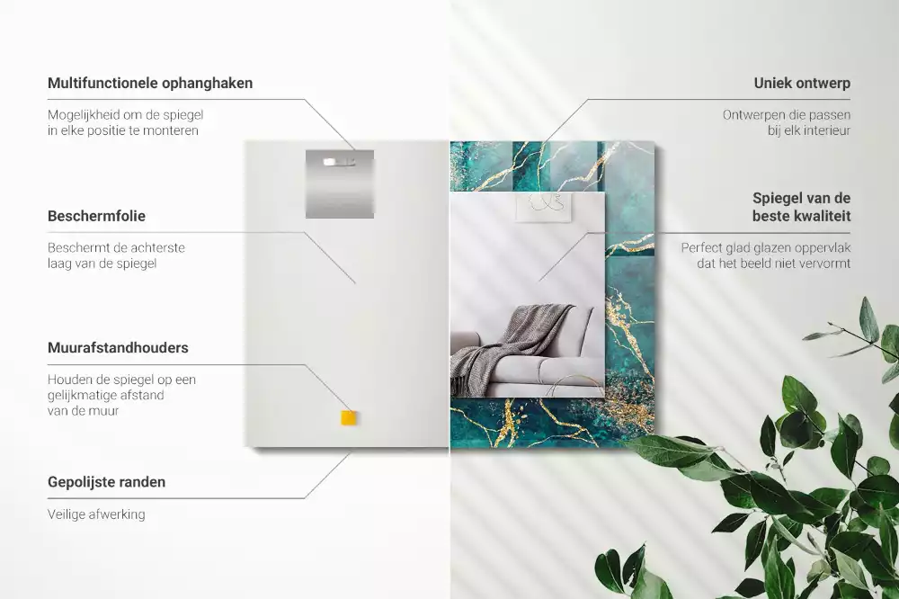 Obdélníkové dekorační zrcadlo Zelený mramor