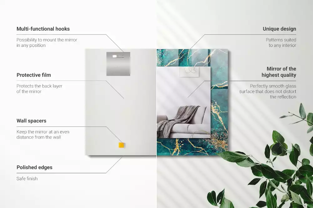 Obdélníkové dekorační zrcadlo Zelený mramor