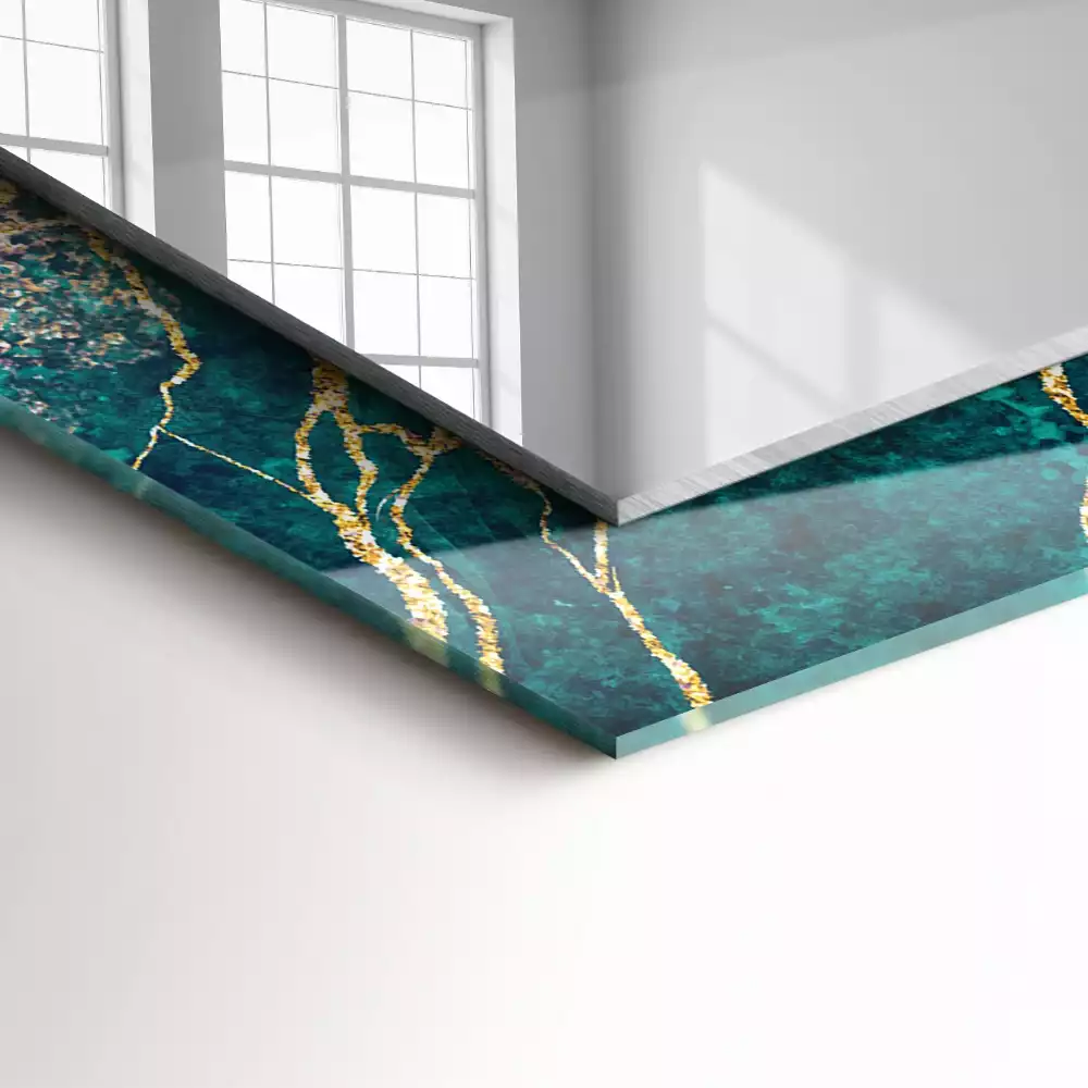 Obdélníkové dekorační zrcadlo Zelený mramor