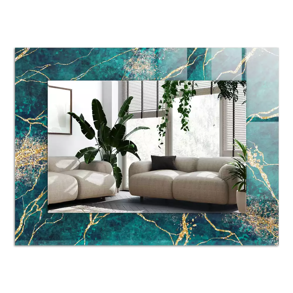 Obdélníkové dekorační zrcadlo Zelený mramor