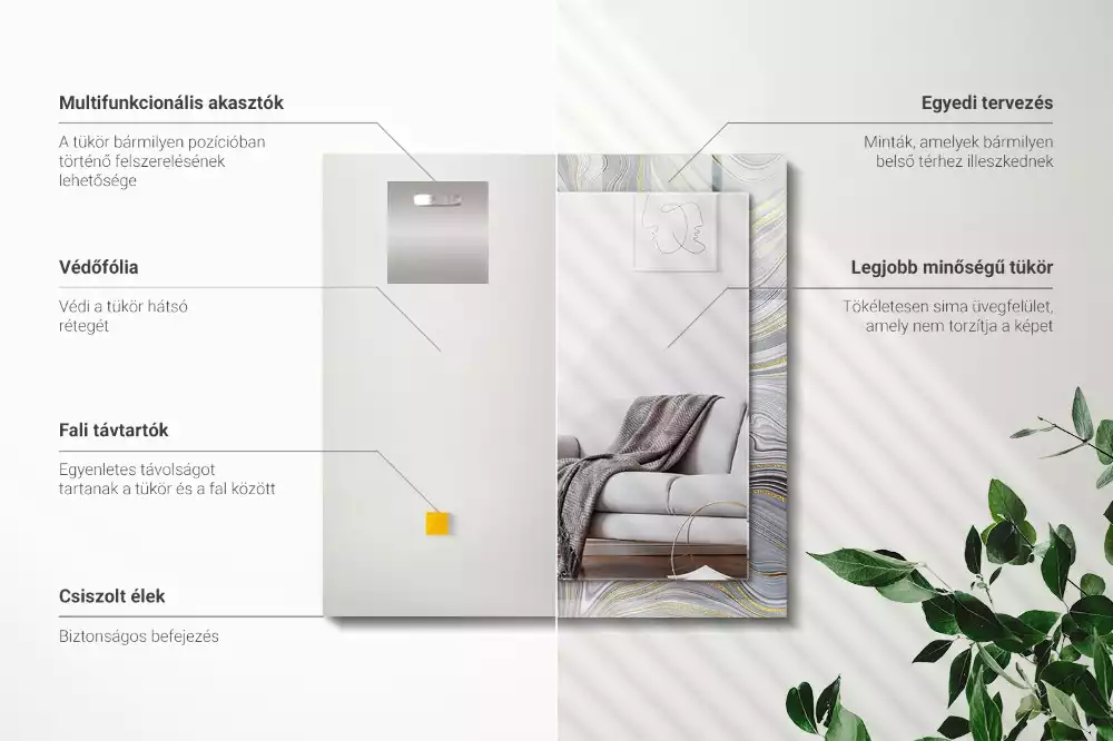 Obdélníkové dekorační zrcadlo Abstraktní mramorové vzory