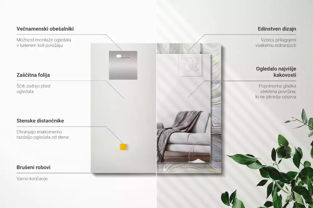 Obdélníkové dekorační zrcadlo Abstraktní mramorové vzory