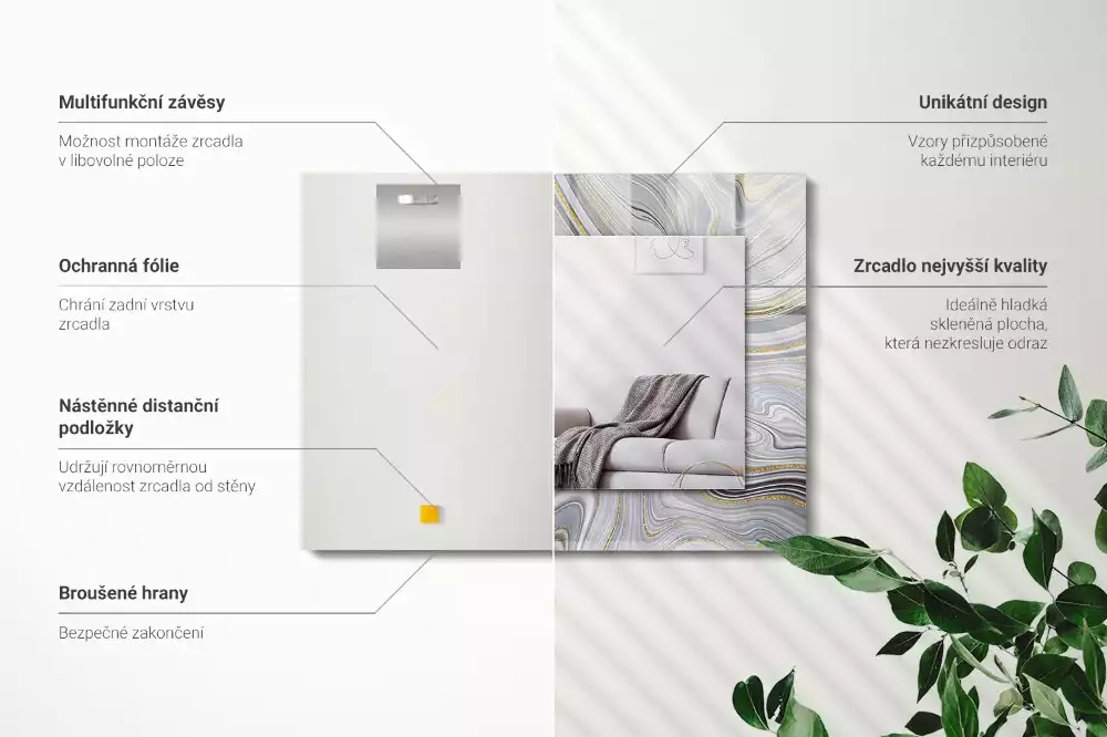 Obdélníkové dekorační zrcadlo Abstraktní mramorové vzory