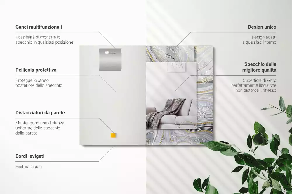 Obdélníkové dekorační zrcadlo Abstraktní mramorové vzory