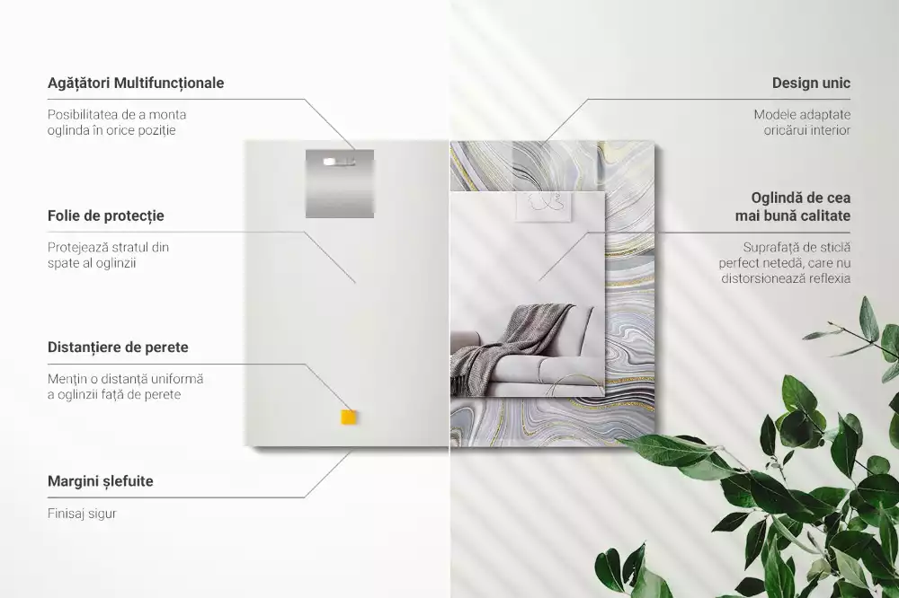 Obdélníkové dekorační zrcadlo Abstraktní mramorové vzory