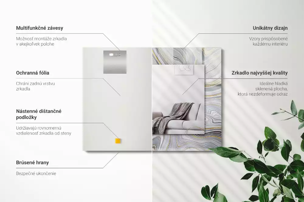 Obdélníkové dekorační zrcadlo Abstraktní mramorové vzory