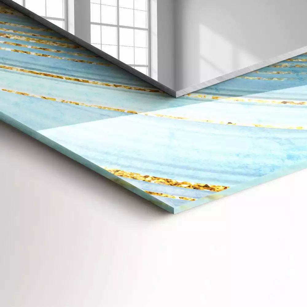 Obdélníkové dekorační zrcadlo Abstraktní modré vlny