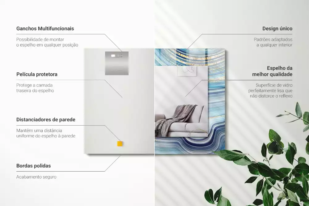 Obdélníkové dekorační zrcadlo Abstraktní modré vlny