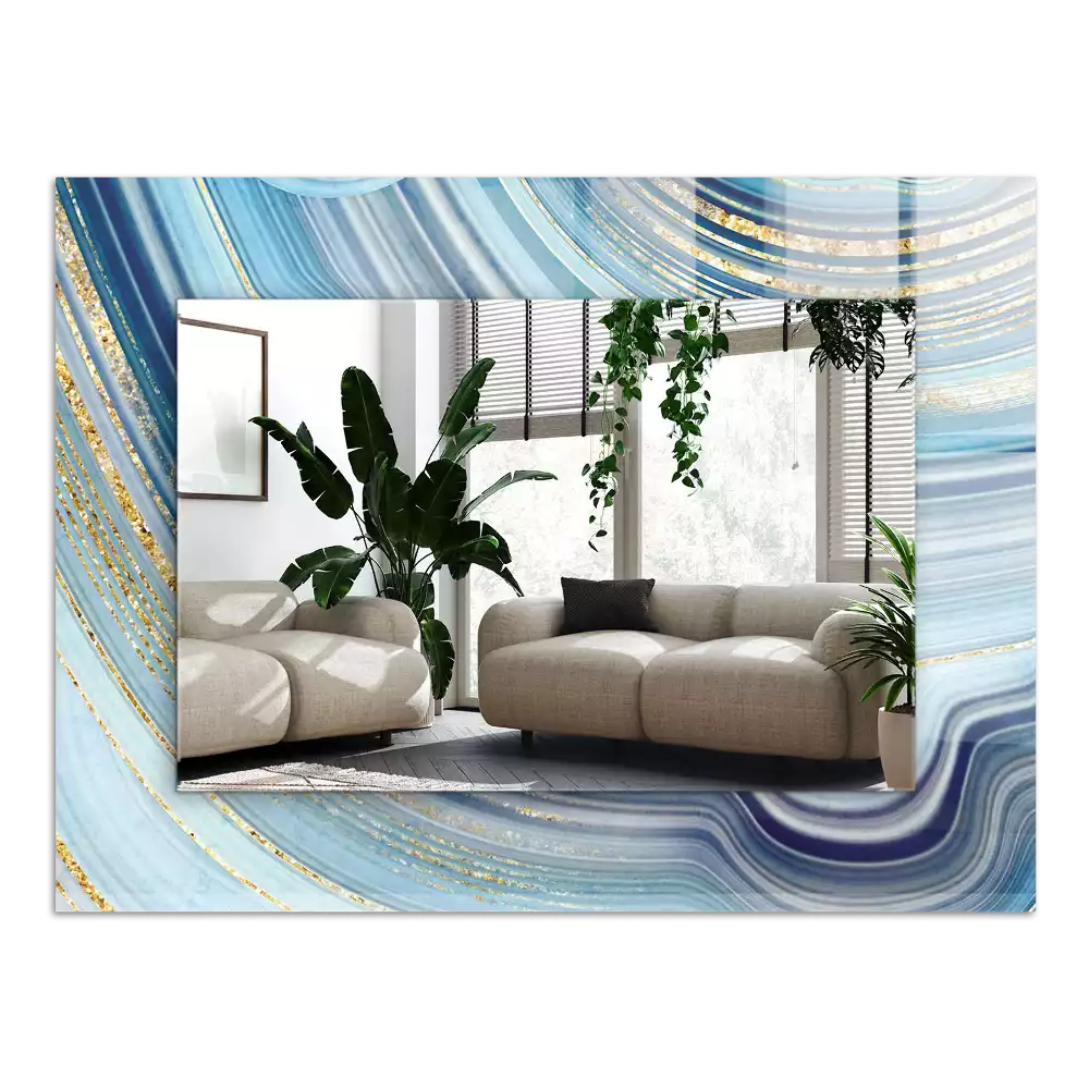 Obdélníkové dekorační zrcadlo Abstraktní modré vlny