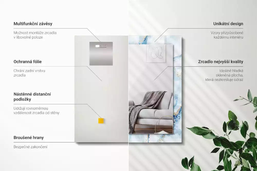 Obdélníkové dekorační zrcadlo Abstraktní mramorový vzor