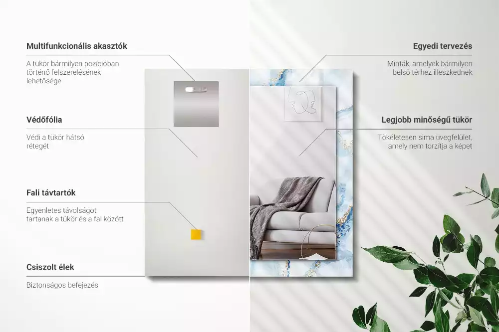 Obdélníkové dekorační zrcadlo Abstraktní mramorový vzor