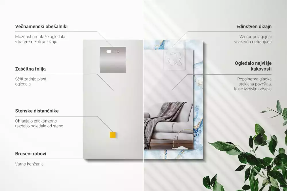 Obdélníkové dekorační zrcadlo Abstraktní mramorový vzor