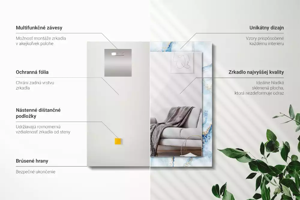 Obdélníkové dekorační zrcadlo Abstraktní mramorový vzor