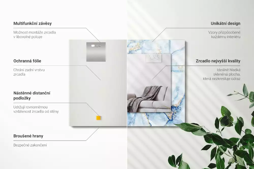Obdélníkové dekorační zrcadlo Abstraktní mramorový vzor