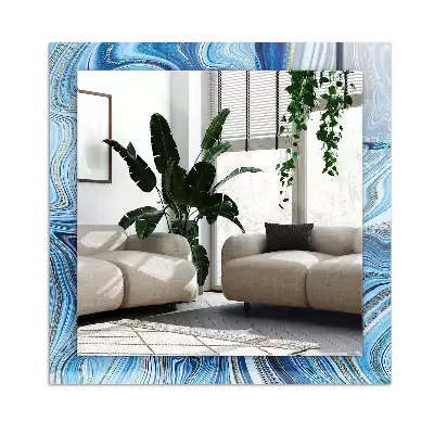 Obdélníkové dekorační zrcadlo Abstraktní modrý vzor